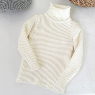 Children's Knitted Turtleneck Sweater New Winter Girls Long Sleeve Knitted Base Shirt Pullover Top