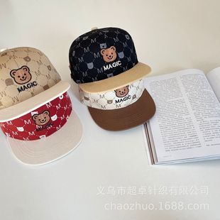 Niche Retro Street Dance Fashion Flat Bear Boys and Girls Contrast Color Cap
