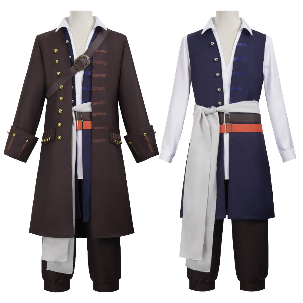 Halloween Cos Pirates of the Caribbean Suit Captain Jack Cosplay Costume Pirate Costume Performance Costume
