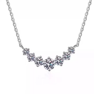 New Smile Necklace Female Shiny Zircon Silver Plated Pendant Neck Chain Fashion High Sense Elegant Clavicle Chain Jewelry