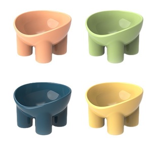 Cross-border New Elephant Leg Neck Protection Bowl Macron Cat Dog Food Basin Plastic Slant Mouth Drinking Water Anti-knock Pet Bowl