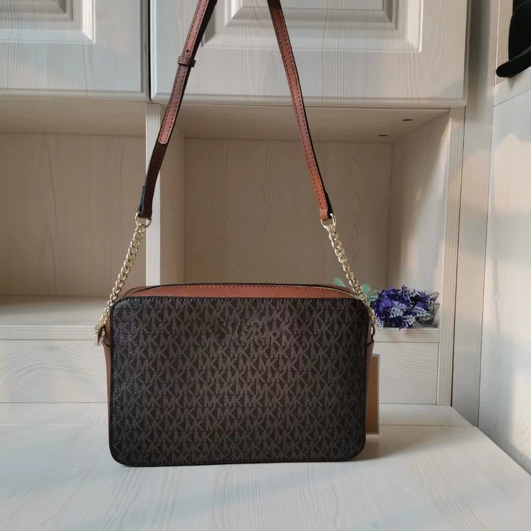 Hot-Selling Women's Bag New Model Cross-Border Retro M-K Leather Small Square Bag Genuine Leather Light Luxury Fashion Casual Bag Single Shoulder Crossbody