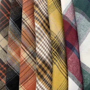 Autumn and winter yarn-dyed coarse imitation plaid twill brushed shirt coat coat plaid fabric