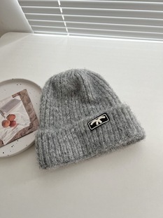 19 colors! with wool! Soft Elastic Autumn and Winter Candy Color Knitted Wool Hat Women's Autumn and Winter Warm Hat