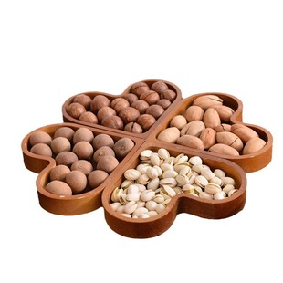 Creative Solid Wood Snack Tray Stackable Wooden Nut Tray for Home and Hotel Love Shape Wooden Dried Fruit Tray