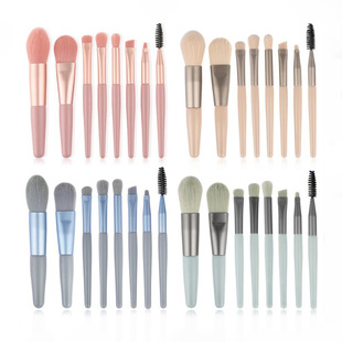 Cross-border Mini Edition Small 8 Macaron Color Makeup Brush Set Portable Travel Set Soft Wool Beauty Tool