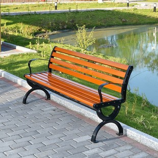 Outdoor Stainless Steel Park Chair Leisure Bench Garden Chair Solid Wood Seat Square Plastic Wood Backrest Chair Community Bench