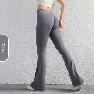 Rear V Peach Hip Lifting Yoga Flared Pants Naked Sports Wide Leg Fitness Pants Quick-drying Yoga Pants Women