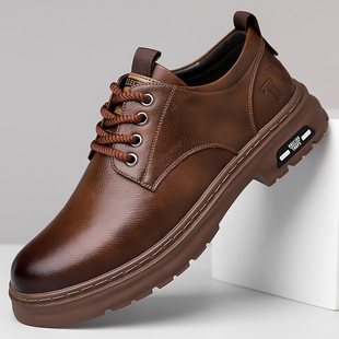 Vintage Outdoor Men's Shoes Big Toe Leather Shoes Autumn and Winter New British Style Workwear Shoes Trendy All-match Dad Casual Leather Shoes