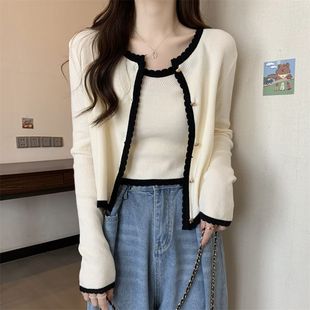 Spring Internet Celebrity New Style Chanel Style Yujie Elegant Short Long-sleeved Jacket Fashionable Comfortable Slim-fit Knitted Cardigan