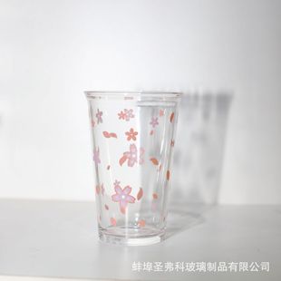 Korean-style flip cup French letter glass large capacity with straw water cup Milk Cup coffee cup can be customized logo
