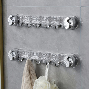 New suction cup row hook light luxury rotating water corrugated hook non-perforated strong load-bearing bathroom kitchen hook