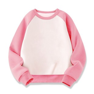 Sweet Cute Girls' Baby pink Stripe Raslan Loose Casual Round Neck Sweatshirt Early Autumn All-match Small Style