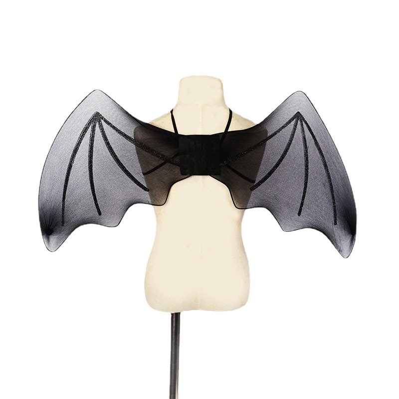 Purple Forest Cross-border Amazon Halloween Party Performance Props COS Devil Wings Black Silk Screen Bat Wings