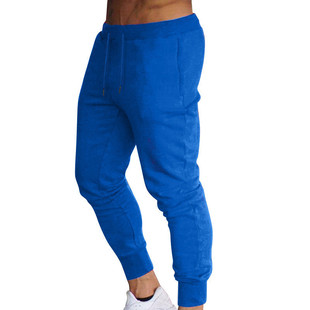 2023 sports pants men's European and American running fitness football skinny casual trousers lace tight training pants men