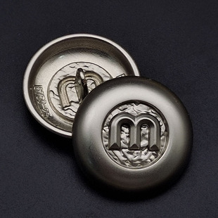 Metal Button Letter M Round High-leg Hand-stitched Button Alloy Button Outwear Windbreaker Cashmere Outwear Retro Miao Style