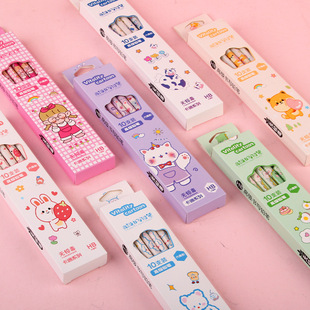 Cartoon ins Wind 10 Boxed pencils high color value primary and secondary school students Book Writing painting exam HB rubber pencils