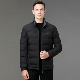 2024 Winter New Middle-aged Men's Down Jacket Casual Vertical Collar Thin Fashionable Warm White Duck Down Jacket for Men