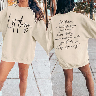 Women's Letter Print Sweatshirt, Let Them Pullovers
