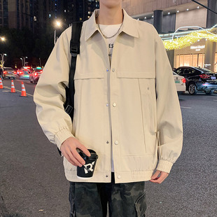 M-8XL Jacket Men's Spring and Autumn Fashionable All-match Handsome Casual Vintage Lapel plus size Plus Fat Loose Work Jacket
