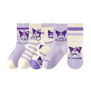 Daughter Children's Socks Spring and Summer Thin Cartoon Kulomi Princess Socks Girls Baby Girls Mesh Breathable Mid-tube Socks
