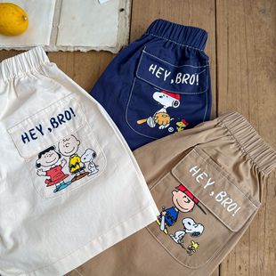 2025 Summer New Summer Boys Pants Children's Shorts Half-length Pants Korean Style Children's Shorts Striped Pants