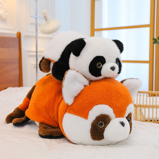 Flip Panda Doll Transformed Little Raccoon Plush Toy Doll Cute Fun Double-sided Doll Cross-border Wholesale