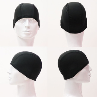 Swimming cap adult high elastic speed dry unisex black independent packaging cloth cap solid color printing factory wholesale