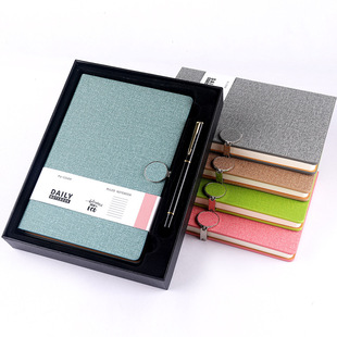 Youth creative buckle pu hardcover notebook a5 business office gift set notepad custom LOGO