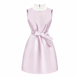 Wufu Linmen Huangyang Tiantian Same Style French Hepburn Style dress Pink Sleeveless Elegant Birthday Dress Spring and Summer