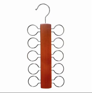 Foreign Trade Silk Scarf Hanging Lotus Wood Solid Wood Tie Rack High Manganese Steel Chrome-plated Silk Scarf Display Rack Foreign Trade Cross-border Hangers