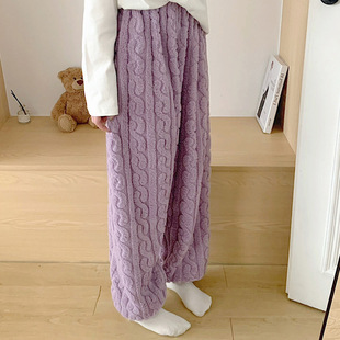 Autumn and winter casual pants with fat plus size 260kg chubby girl velvet pajamas for walking dogs and wearing pants for women