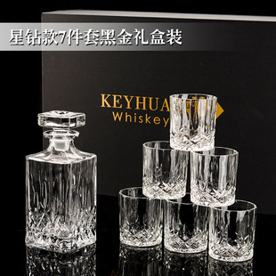 European Style Gold Whiskey Wine Glass Foreign Wine Glass Crystal Glass Carved Wine Glass Household Foreign Wine Bottle Wine suit