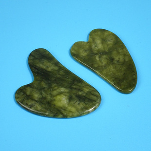 Jade Roller massager Xiuyu heart-shaped scraping suit Jade beauty container double-headed roller dark green roller