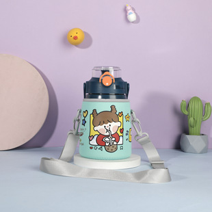 New Internet Celebrity Big Belly Cup Cover Universal Cartoon Cute Men's and Women's Drop-resistant Crossbody Strap Water Cup Protective Cover