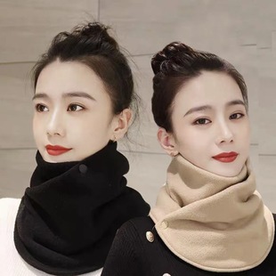 2024 Winter Double-button Fleece Scarf Multi-functional Cold-proof Windproof All-match Scarf Men's and Women's Neck Protection Warm Neck Sleeve