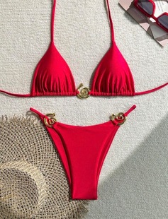 25 new European and American foreign trade cross-border ladies sexy split swimsuit solid color bikini factory direct wholesale swimwear