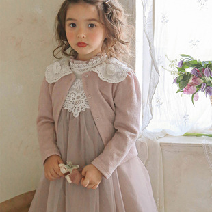 2025 spring new strawberry shan South Korea children's girls foreign style doll collar knitted cardigan coat in stock