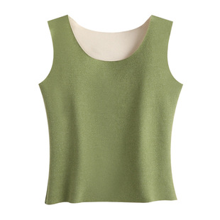 Autumn and Winter double-sided brushed velvet thermal vest for women seamless solid color thickened inner base thermal vest for women