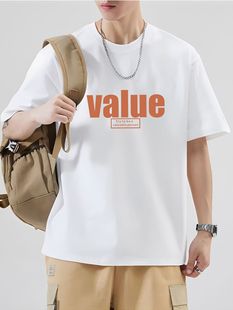 Xinjiang cotton short-sleeved T-shirt men's loose round neck street fashion pure cotton fashion all-match summer popular men's e-commerce hot