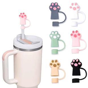 Cross-border e-commerce cute cartoon cat claw straw cap large diameter 10mm creative dust-proof straw plug in stock wholesale