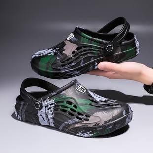 Cross-border Foreign Trade Slippers Men's Summer Sandals Outdoor Wear Hole Shoes Sandals Household Half-sop Korean Style Fashionable Beach Shoes