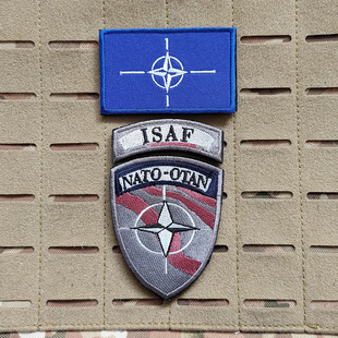NATO Armband ISAF Flag Full Embroidered Velcro Badge Tactical Morale Patch Outdoor Backpack Patch