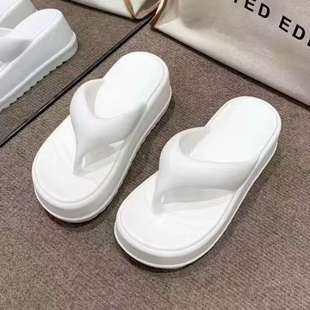 Summer New Style EVA Thick-soles 6cm Flip-flops Women's Outwearing Elevated Soft-soles Non-slip Flip-flops Ins Trendy Sandals