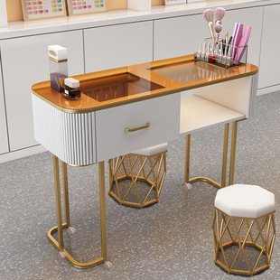 Internet Celebrity Light Luxury Nail Table with Roller Economical Glass Single Person Movable Nordic Modern Simple Nail Table