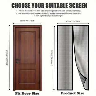 Summer Magnetic Anti-mosquito Door Curtain Magnetic Suction Screen Door Anti-mosquito Screen Window Screen Door Curtain Sand Window Free Drilling in Summer