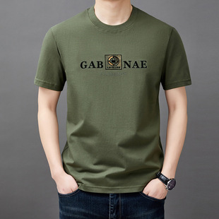 Heavy Round Neck Short-sleeved T-shirt Men's Summer New Middle-aged Fashionable Casual Trendy Brand Solid Color T-shirt Top