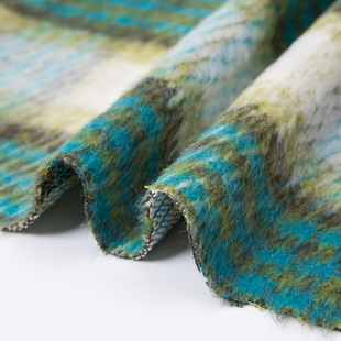 In stock polyester woolen wool plaid fabric autumn and winter coat suit overcoat fabric woolen plaid