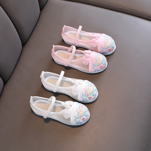 Children's embroidered shoes summer national style Hanfu shoes girls style performance shoes children's mesh antique shoes manufacturers wholesale
