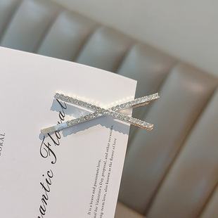 Rhinestone cross clip bangs clip full drill hairpin high sense temperament hairpin side clip broken hair clip hair accessories
